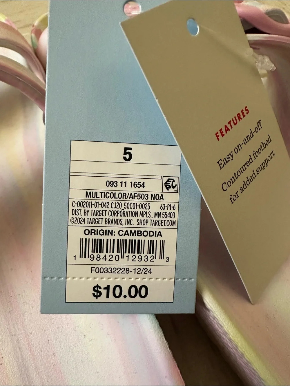 Target Cat & Jack Pastel Pink Multi-Color Tie-Dye Slide Sandals
